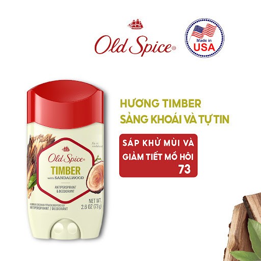 Sáp khử mùi và giảm tiết mồ hôi Old Spice Timber 73g
