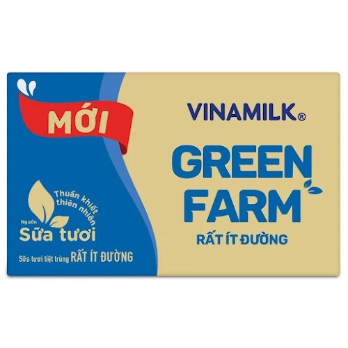 Sữa Tươi Tiệt Trùng Vinamilk Green Farm Rất ít đường - Thùng 48 hộp 180ml